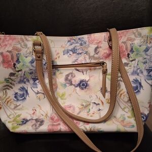 Elliott Lucca Floral Shoulder Bag with Tan Straps